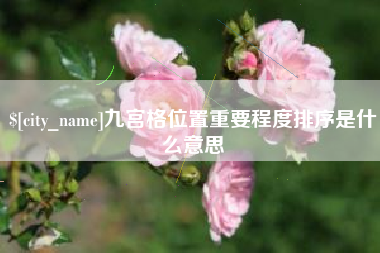 泸州九宫格位置重要程度排序是什么意思