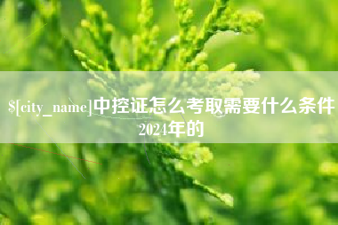 泸州中控证怎么考取需要什么条件2024年的